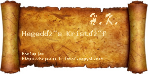 Hegedűs Kristóf névjegykártya